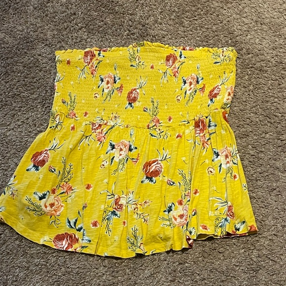 Torrid, yellow, smocked strapless top - Picture 2 of 2